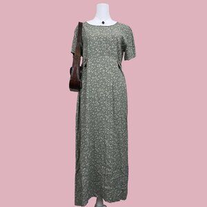 vintage 90s green floral maxi dress